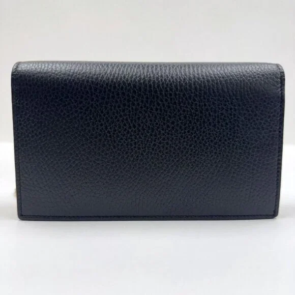 Gucci Interlocking Chain Wallet Black Leather Gold - Picture 2 of 7